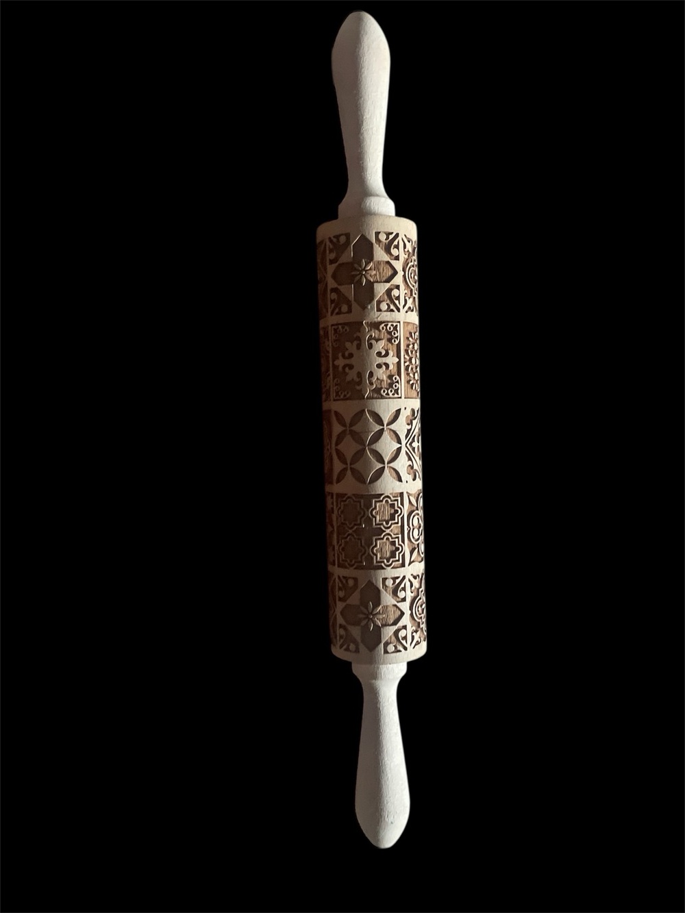 Embossed Wooden Rolling Pin - Tile Pattern